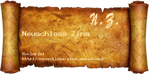 Neuschloss Zina névjegykártya
